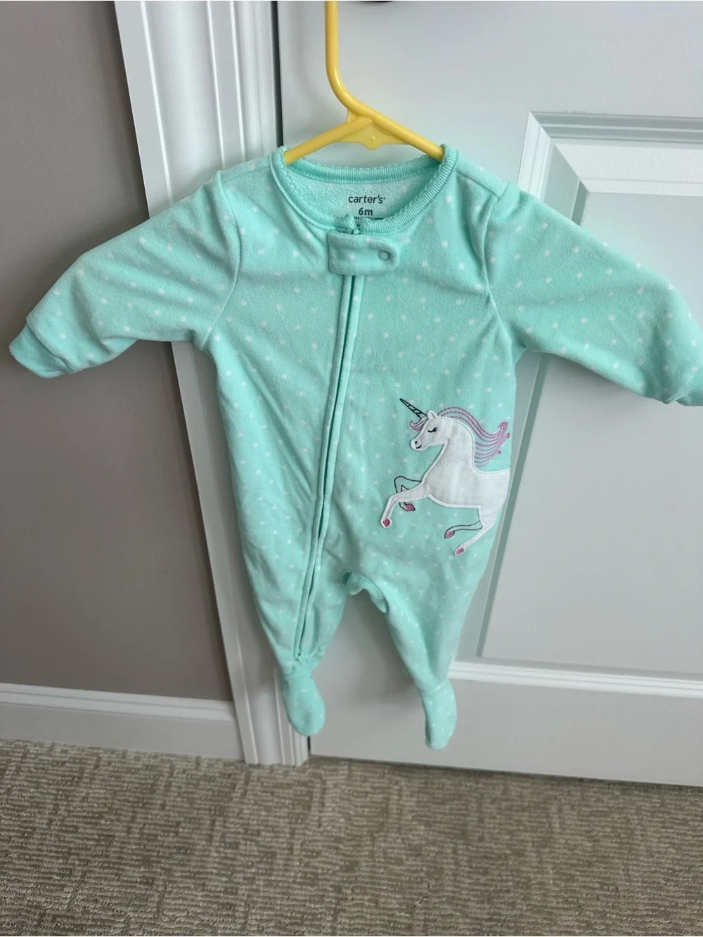 Carter's Mint Unicorn & Dusty Rose Fox Footed One-Pieces